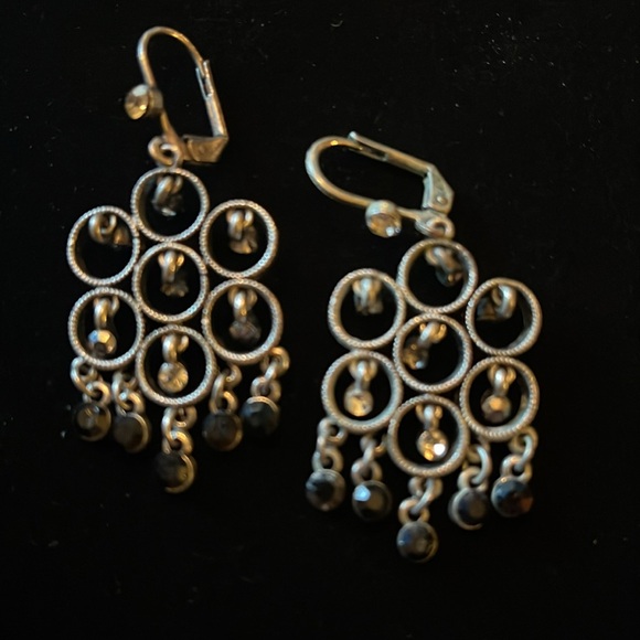 Dangly Black , Silver, & Clear Earrings - Picture 12 of 17